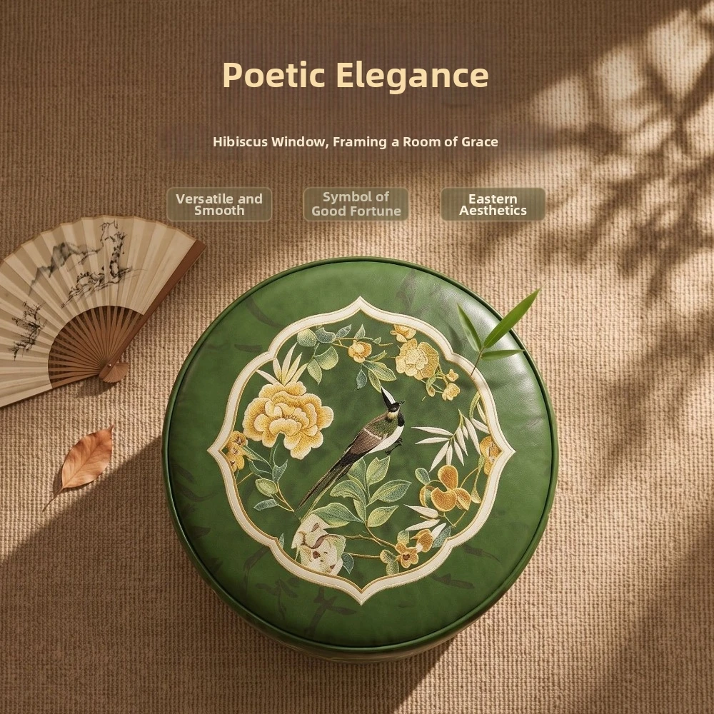 PU Leather Footstool Cover Waterproof Bohemian Style Sofa Stool Cover Round Large Capacity Bean Bag Cover Living Room
