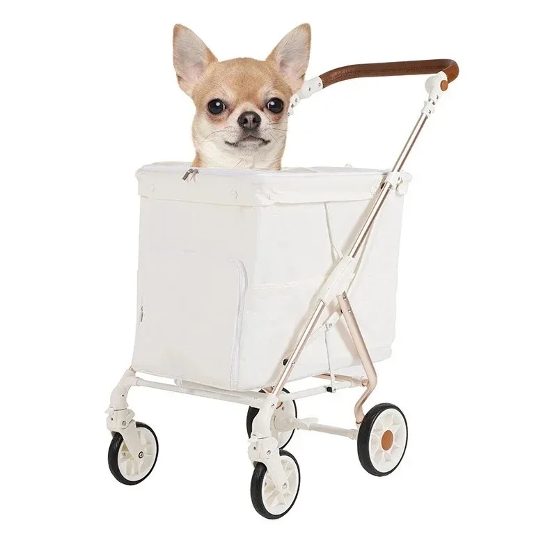 2024 New Big Space Pet Stroller  Folding Small Dog Stroller Trolley Pet Products
