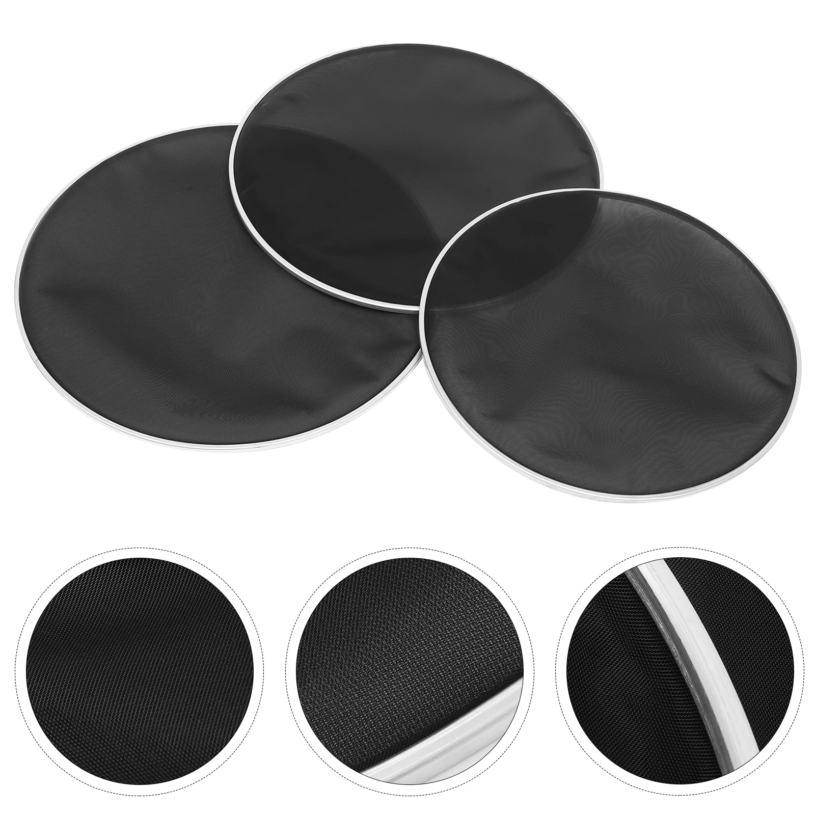 

3 Pcs Double Layer Silent Reticle Drum Skin Replacement Mute Network Drumheads Mesh