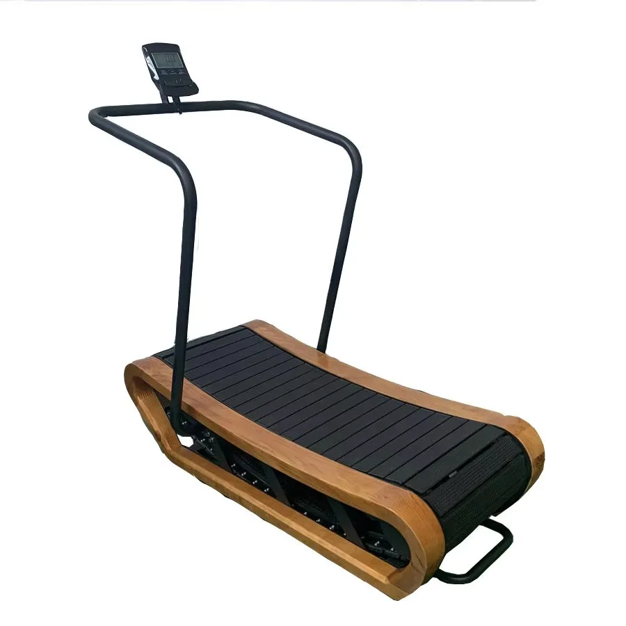 Home Bodybuilding Machine Fitness Equipment Wooden Manual Treadmill Wooden Air Runner Fitness Treadmill