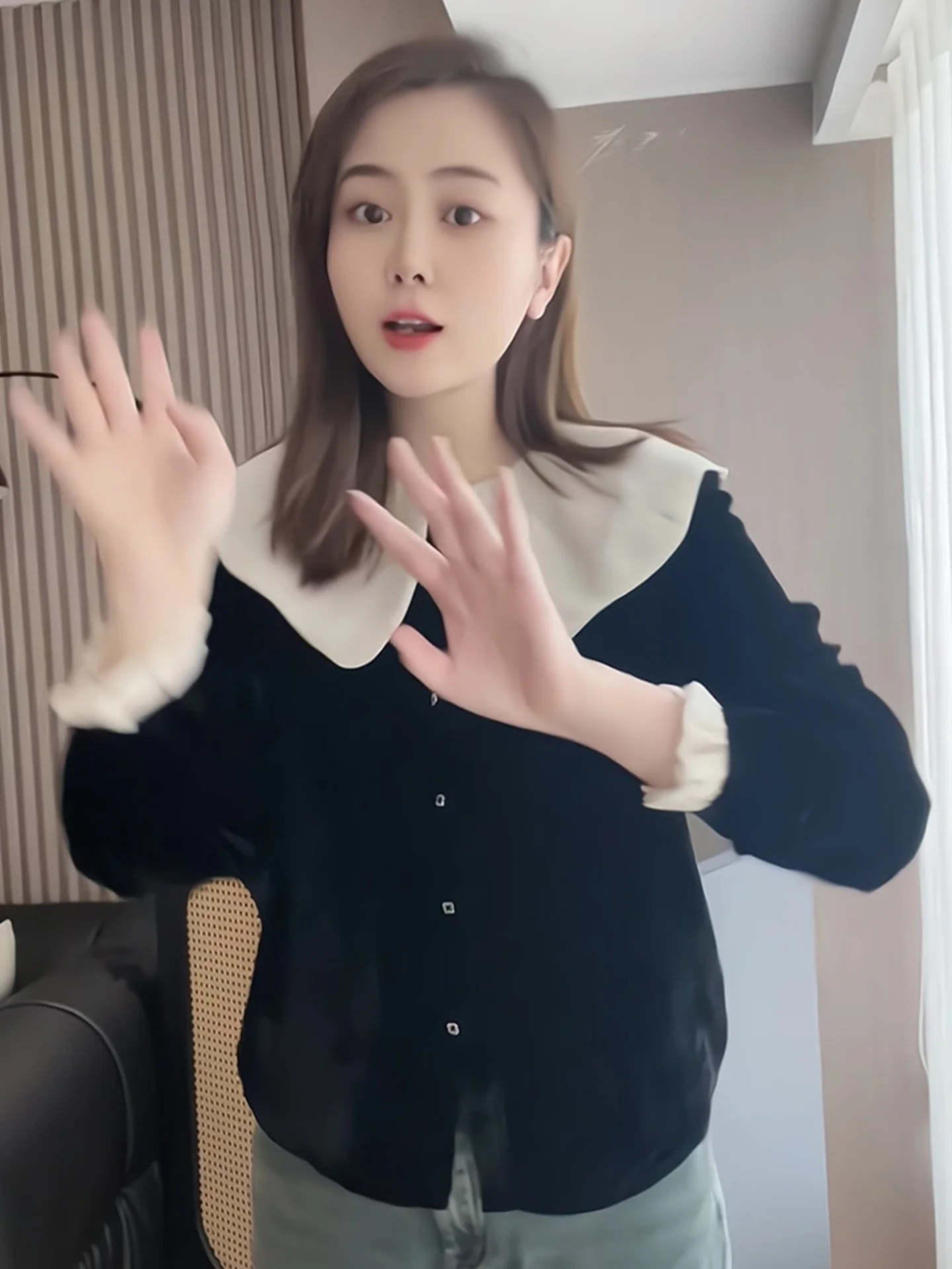 Colletto per bambola lungo in velluto Sve irt Agel Ele Versatile top coreano in seta per donne di 25-29 anni in autunno