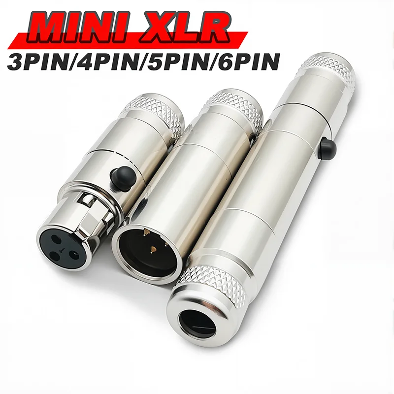 3/4/5/6pin Mini XLR Aviation Connector Female Plug Male Socket Zinc Alloy+Copper Pins for MIC Microphone Audio Video Connecting