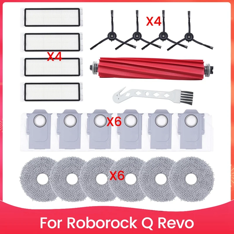 

Accessory Set for Q Vacuum Cleaner Main Side Brush Hepa Filter Mop Cloth Dust Bags Replacement Parts-A69M