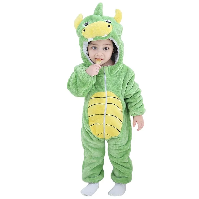 Child Green Cartoon Dinosaur Cosplay Costume Boy Girls Toddler Animal Jumpsuit Baby Rompers Infant Clothes Pyjamas Kids Kigurumi