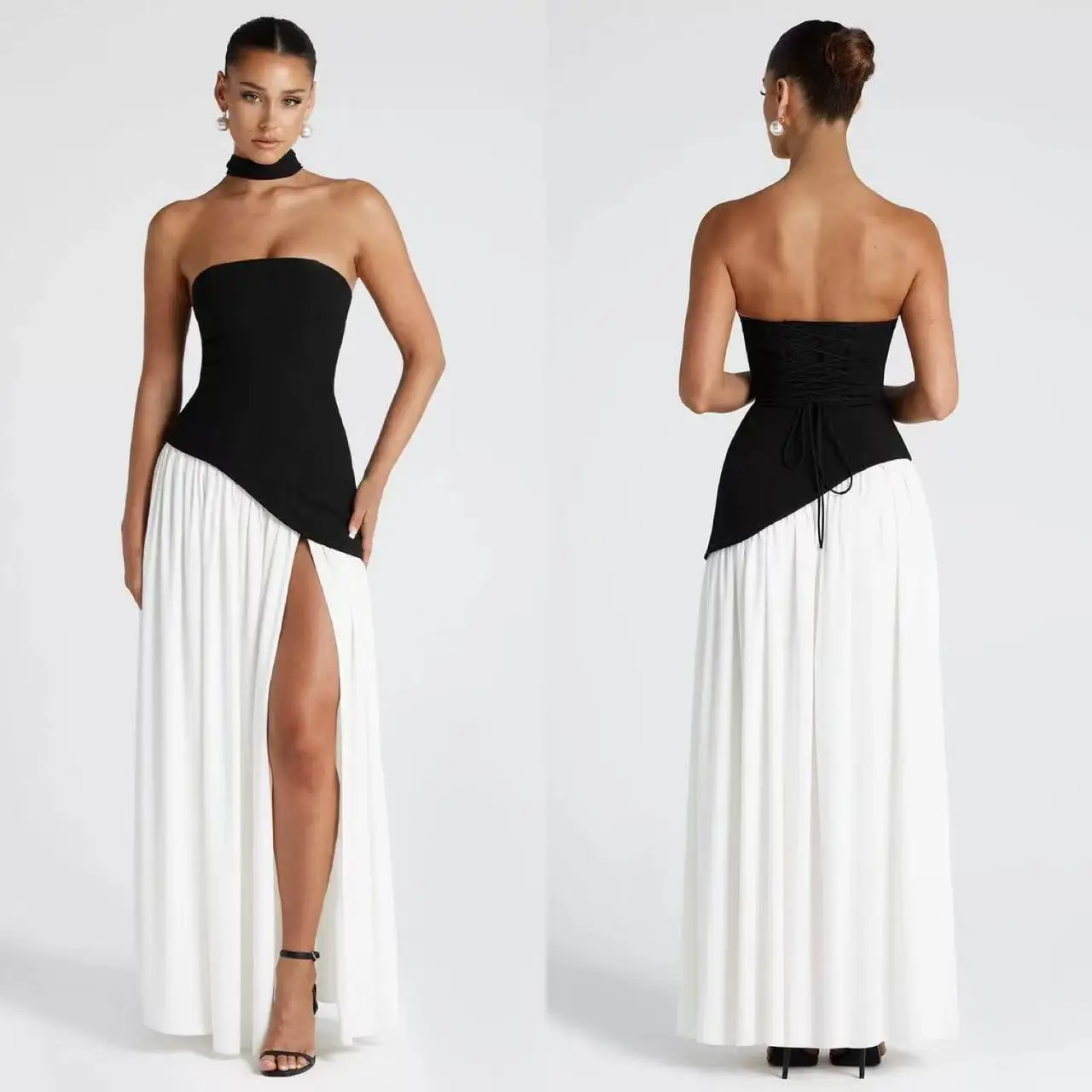 Printemps été nouveau Sle couleur Blo Sexy oulder Bared femmes Tube Dr à la mode âge réduisant Ladylike Polyester matériel