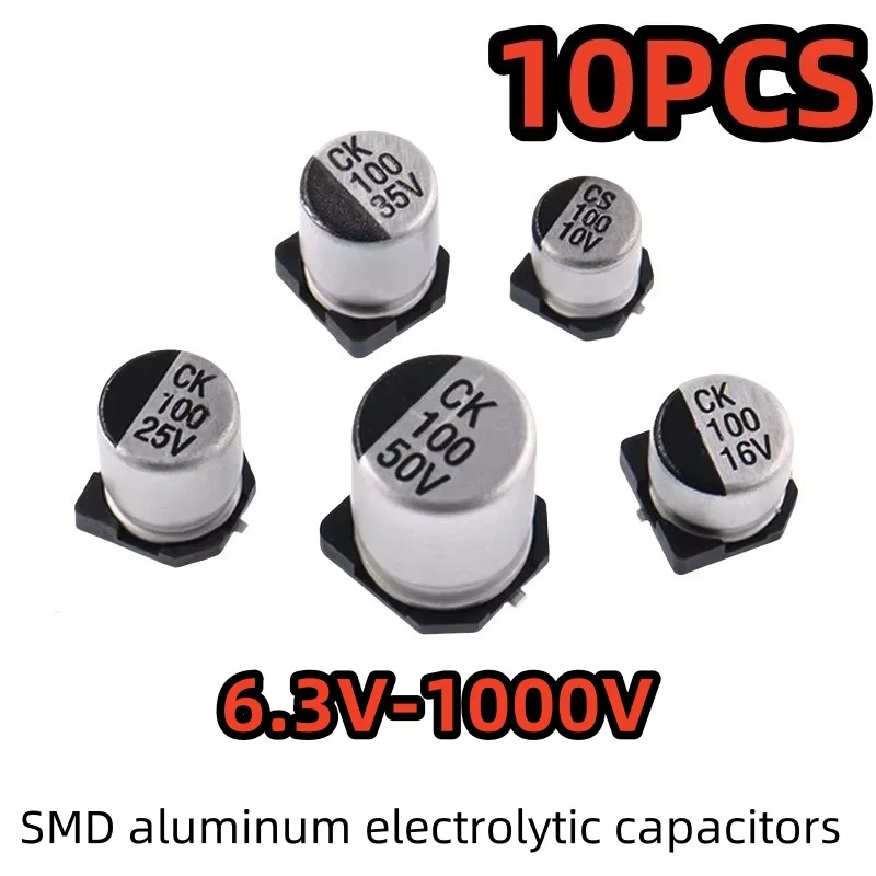 10PCS SMD aluminum electrolytic capacitors SMD 16V 25V 35V 50V 10UF100UF220UF47UF 470UF