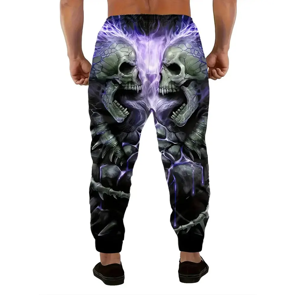 Winter New Thick Warm Pants Men Loose Casual Pocket Drawstring Sports Sweatpants Fashion 3D Dragon Digital Printed Sweatpants