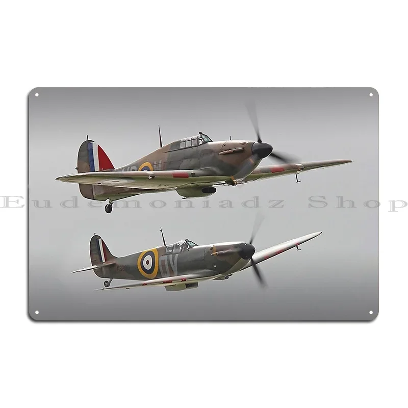 Hurricane And Spitfire Battle Of Britain Metal Plaque Poster Wall Custom Customize Printing Sign Personalized Tin Sign Poster