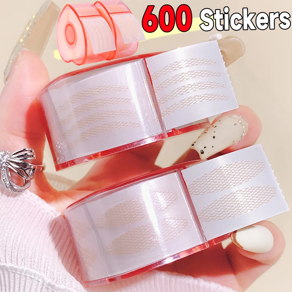 600/360pcs Beige Big Eyes ลูกไม้ที่มองไม่เห็นตาข่ายเส้นใย Beauty EYE PATCH ตา Double Eyelid สติกเกอร์เทปแต่งหน้าเครื่องมือ
