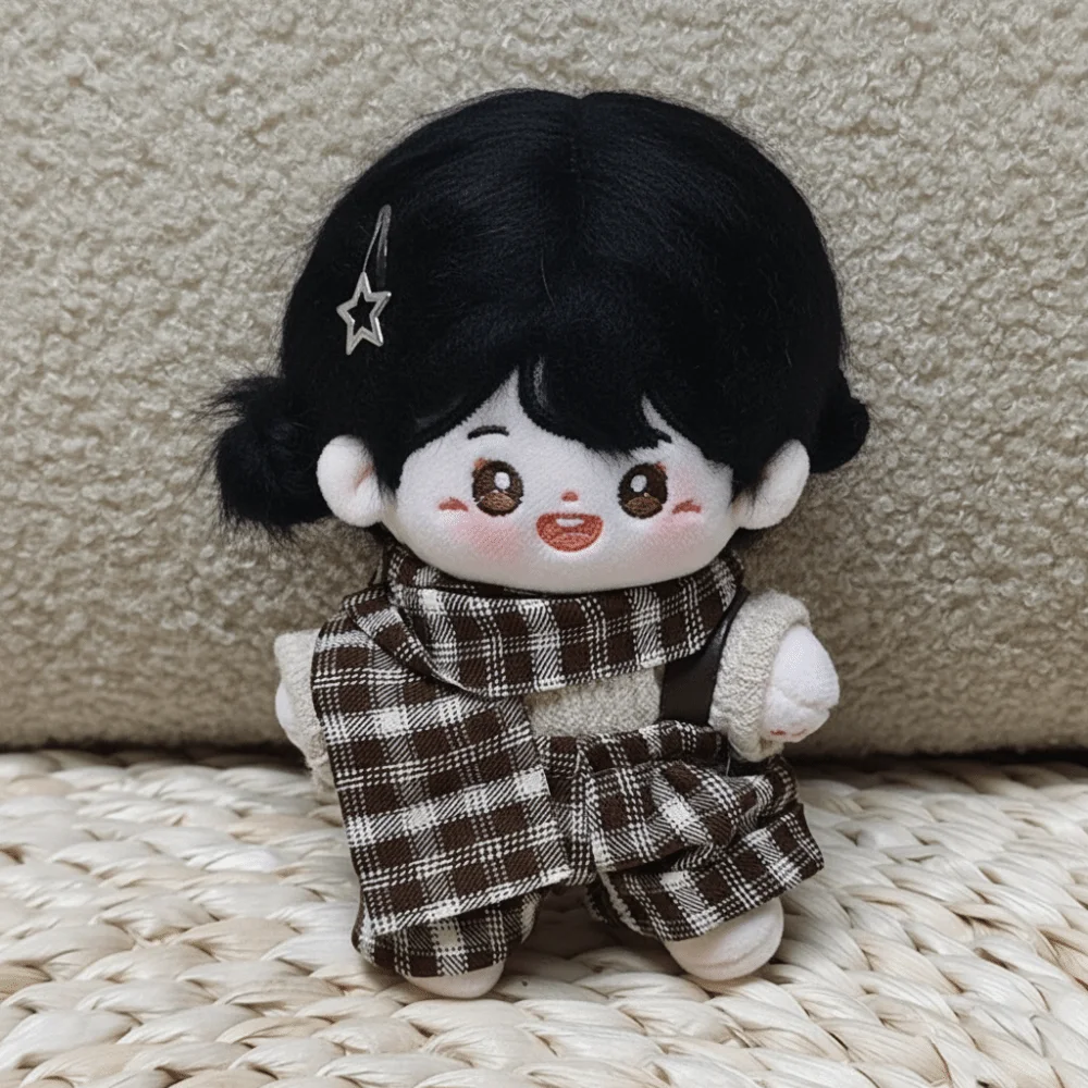 1 set DIY Clothing Plaid Overall 10cm Cotton Clothes Uniform Suit Clothes Outfit Mini Scarf Dress Up Set 10cm Cotton