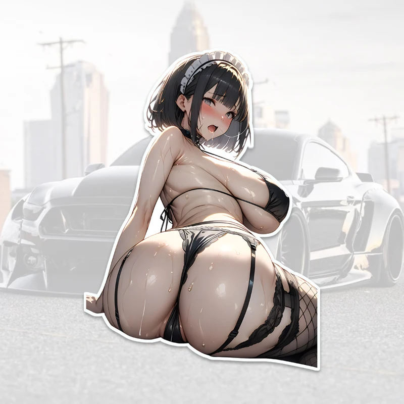 

Anime Black Hair Girl Car Stickers Creative Shy Woman Auto Decal Refrigerator Luggage Windshield Rearview Mirror Laptop