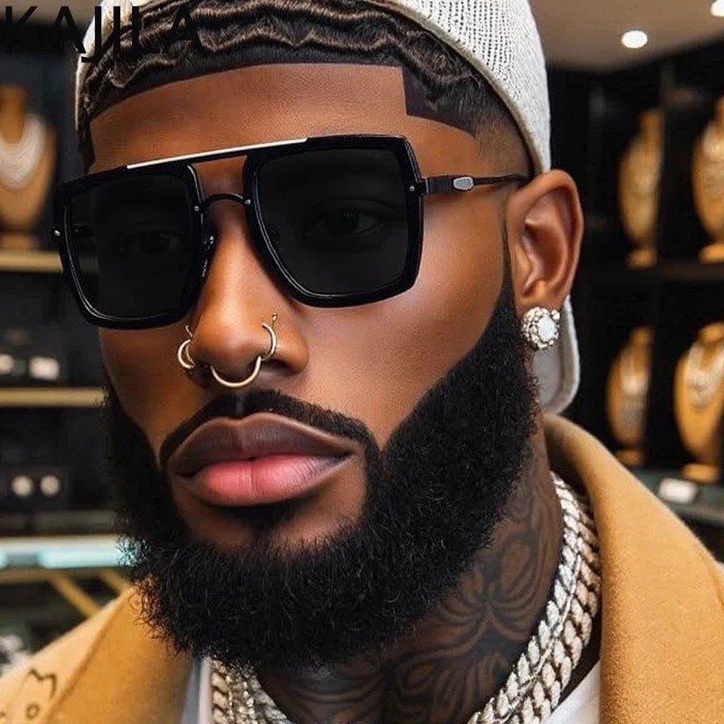 

Большие квадратные солнцезащитные очки в стиле панк для мужчин, 2022, роскошные брендовые модные металлические солнцезащитные очки с двойным лучом для мужчин, винтажные солнцезащитные очки для вождения UV400