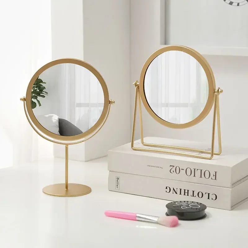 

Retro Nordic Dresser Desktop Makeup Mirror Dormitory Portable Student Household Rotating Vanity Mirror