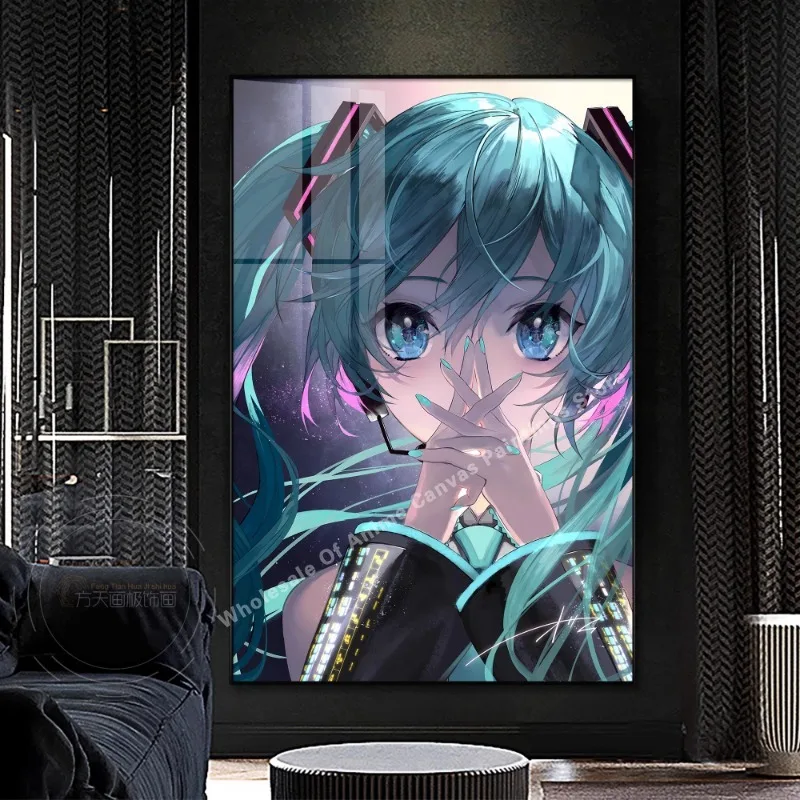 Hatsune Miku Wall Painting Anime Animation Poster Mural Living Room Sofa Background Wall Home Decoration Mural