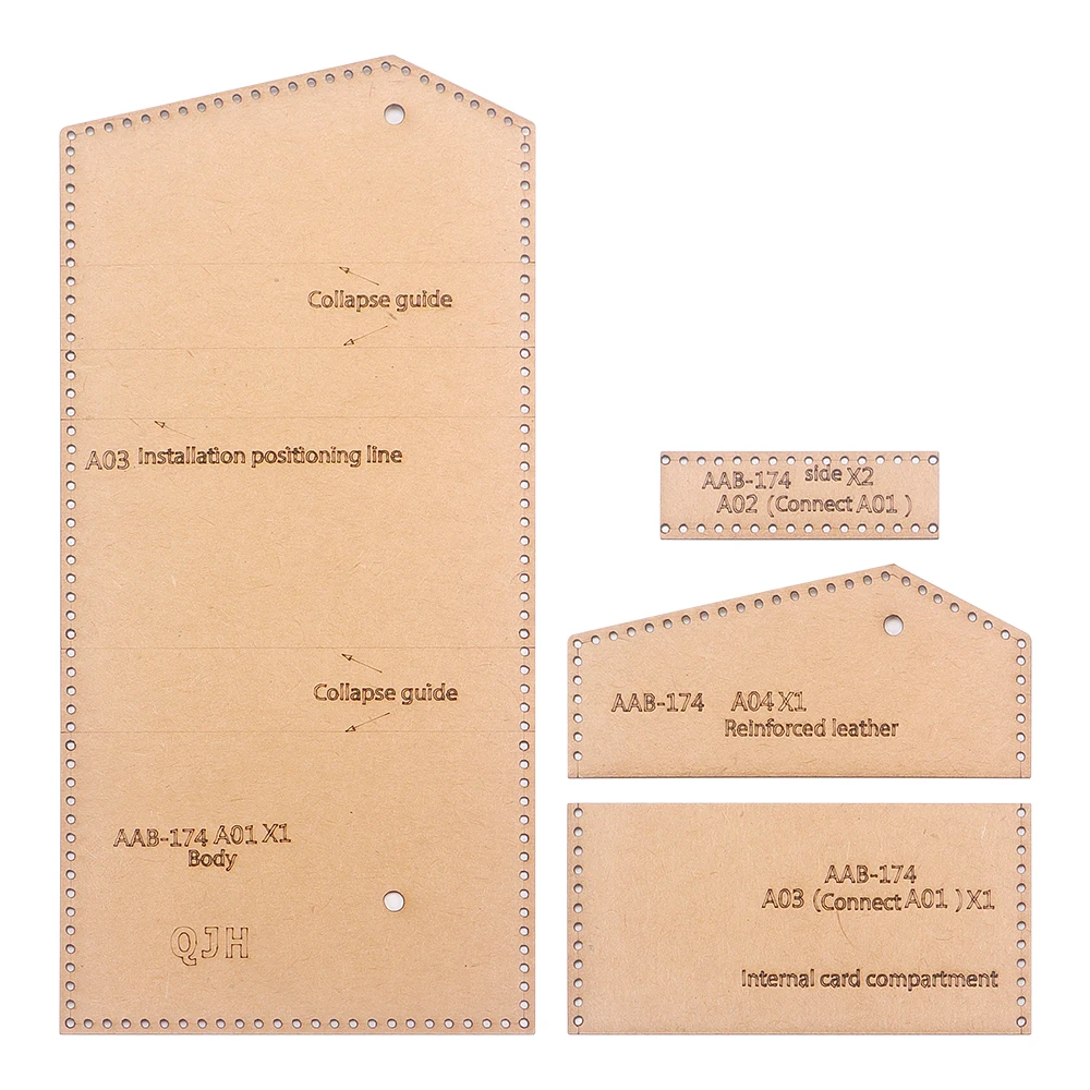 DIY Coin Purse Stencils, Leather Card Bag Making Kraft Paper Template, Sewing Template with Punching Holes