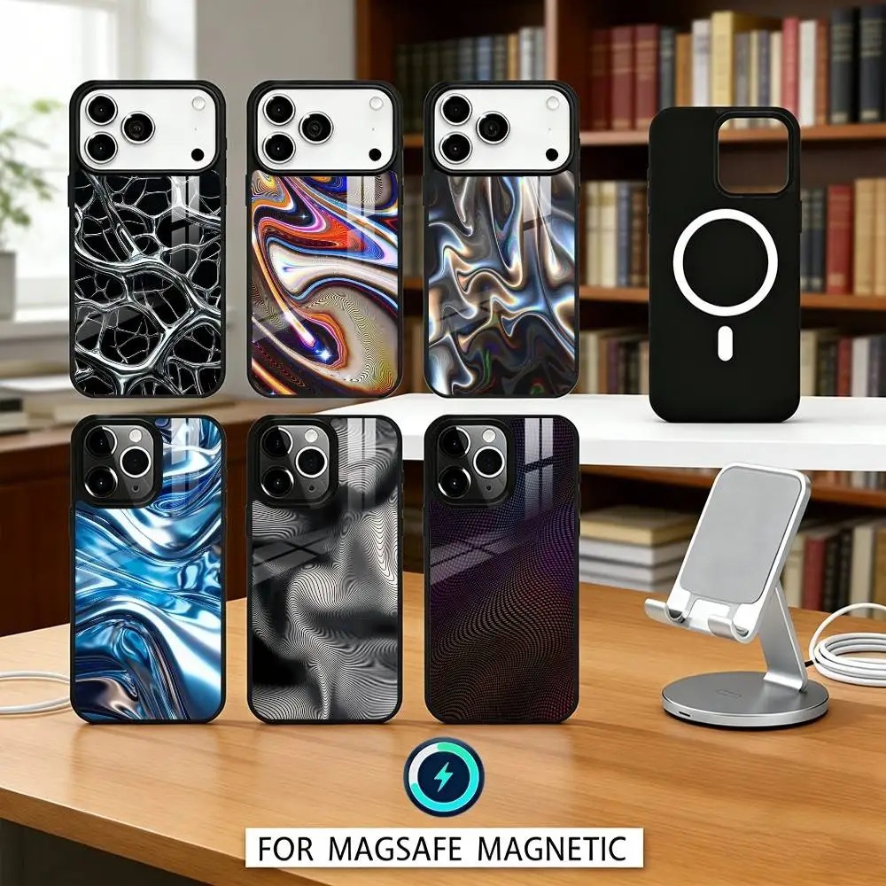 

C-Carbon F-Fiber Pattern Painting Phone Case Magnetic For iPhone17 16 15 14 13 12 Pro Max For Magsafe Wireless Charging Cover