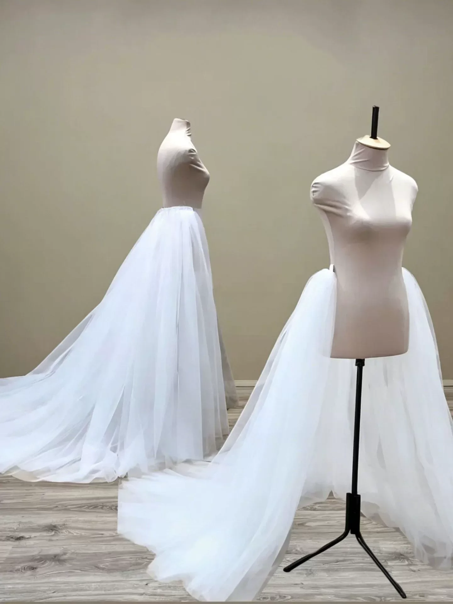 Mingli Tengda 4-layer Tulle Skirt Detachable Asymmetrial Hem Tutu Layered Wedding Gown Pleated Prom Skirt Gala Stylish