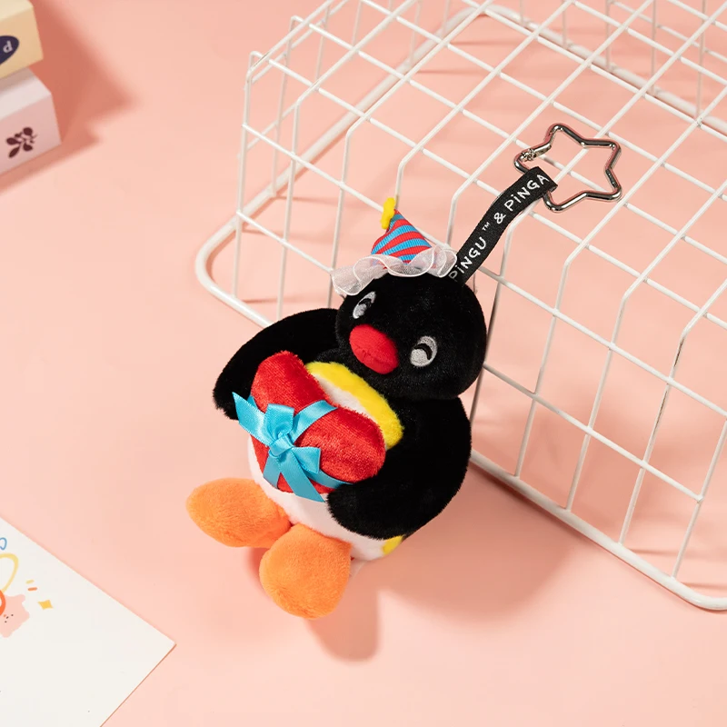 Pingu-Llavero de peluche de la serie bendición de pingüino auténtico, regalo de cumpleaños para niñas, ambiente festivo Kawaii, se puede colgar en bolsas