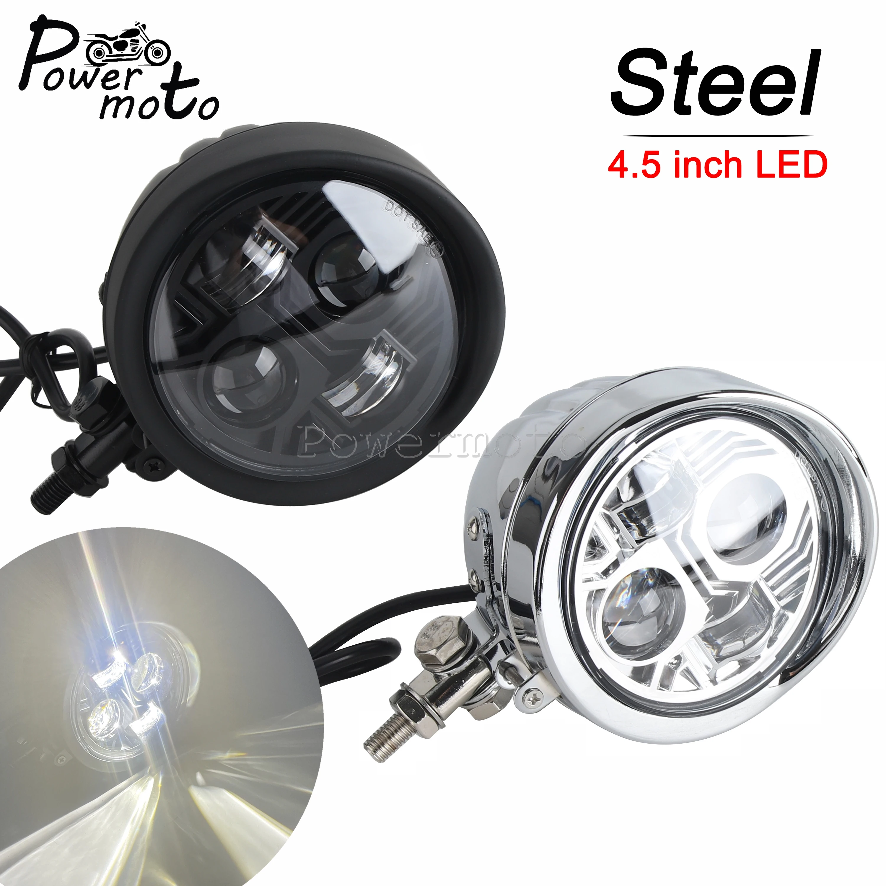 

Винтажные мотоциклетные фары, светодиодные фары дальнего/ближнего света, передние ретро-светильники для Harley Honda Suzuki Yamaha Cafe Rcer Chopper, 4,5 дюйма