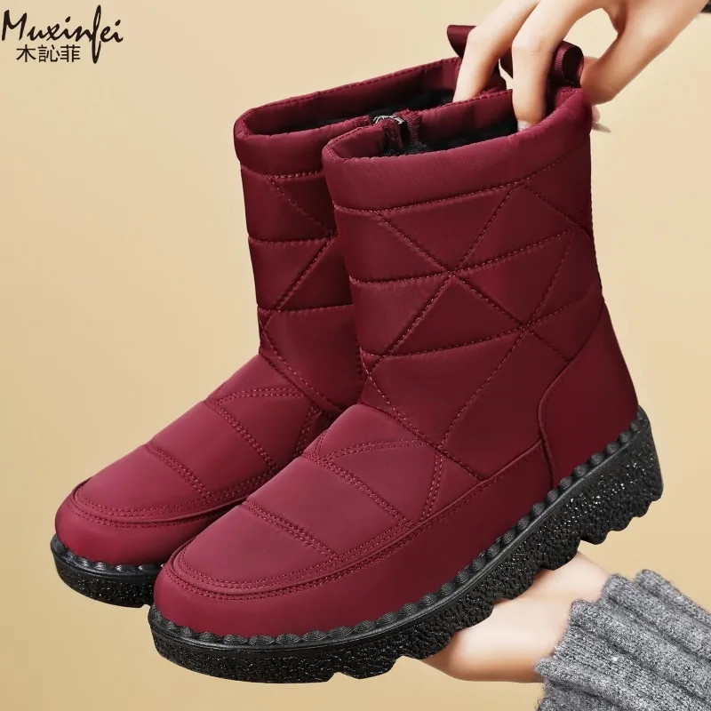 

Women's Cotton Shoes with Winter Velvet and Thickened New High Top Anti Slip Snow Boots, Casual Versatile Cotton Boots