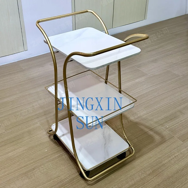 Nordic mobile trolley, high-end trolley, hotel wine gold multi-layer wrought iron dining car, restaurant food truck