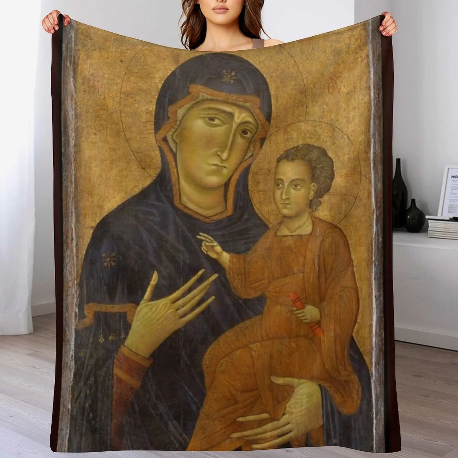 Madonna and Child, Berlinghiero 1300-1500 Throw Blanket Furry manga For Decorative Sofa Hairy Blankets