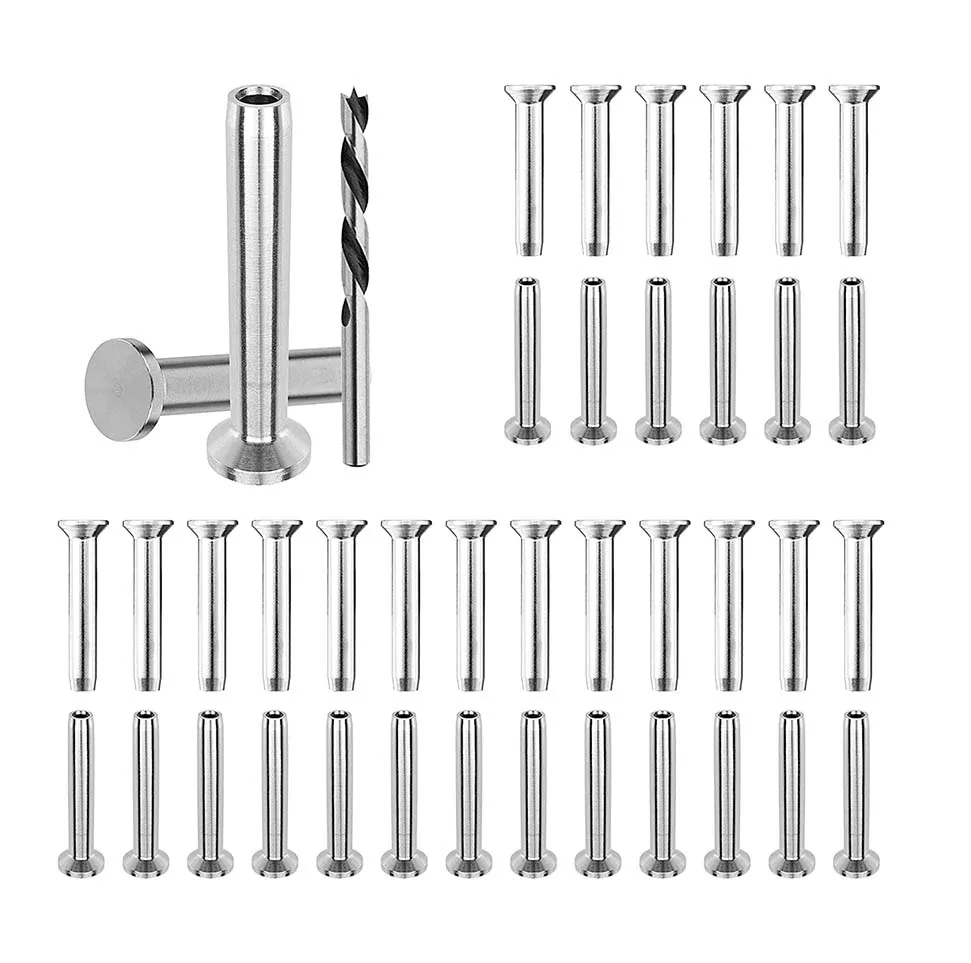 Cable Railing Kit,Flat Head Swage Stemballs - Cable Railing Hardware 1/8\