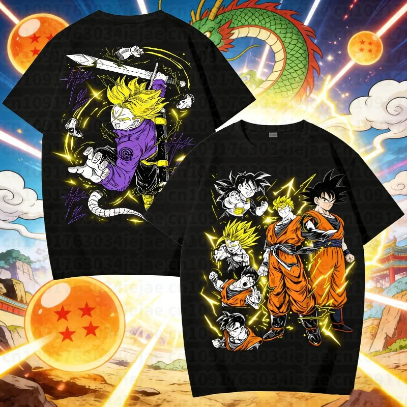 2026 Sommer Dragon Ball 100% Baumwolle Bedrucktes T-Shirt für Herren – Neu, Anime-Print, Bequem, Atmungsaktiv, Übergröße, Lässig, Locker