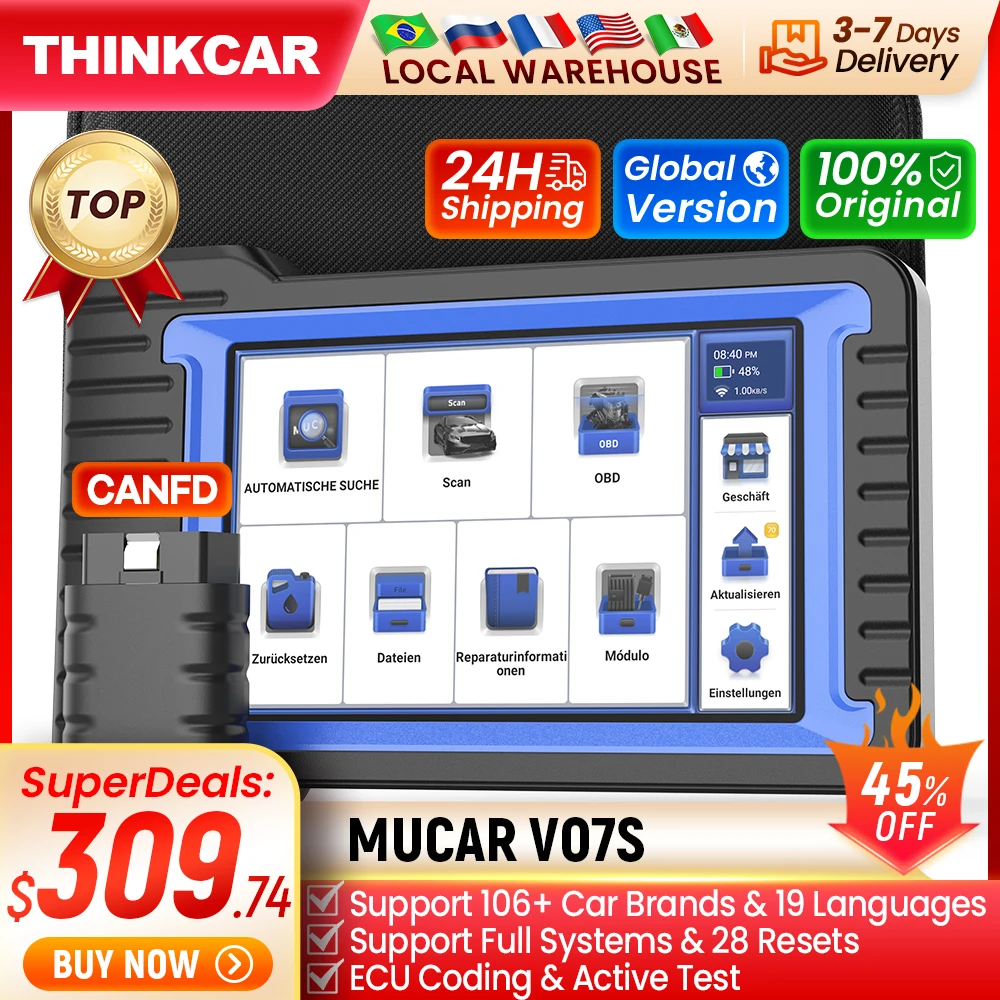 MUCAR VO7 S Best Professional Car Diagnostic Tools All System Automotive Obd2 Car Scanner Auto Diagnosis ECU Coding Active Test