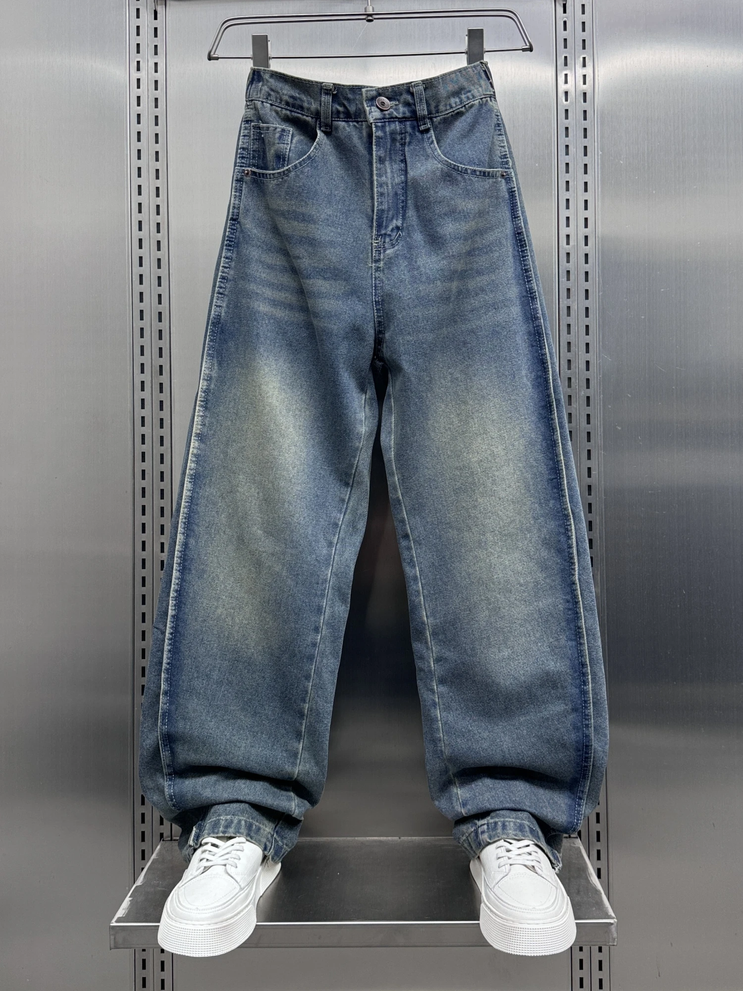 

Retro Waed Men's Denim Jeans Spring 2025 New Straight Leg Knife American Sle Frayed Loose Wide Leg Pants