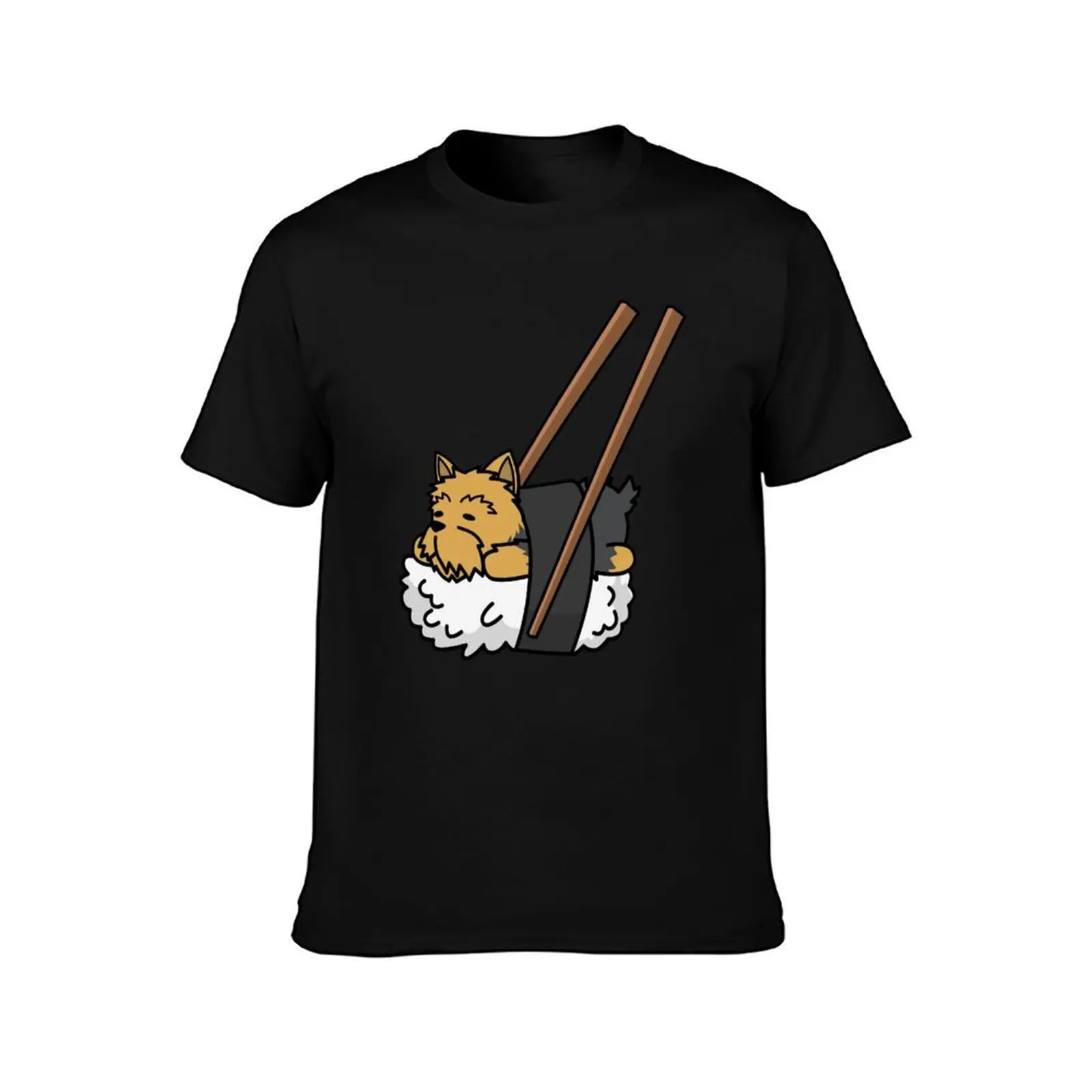 Funny Sushi Yorkshire Terrier T-Shirt Functional Casual Short Sleeve Tee T-Shirt