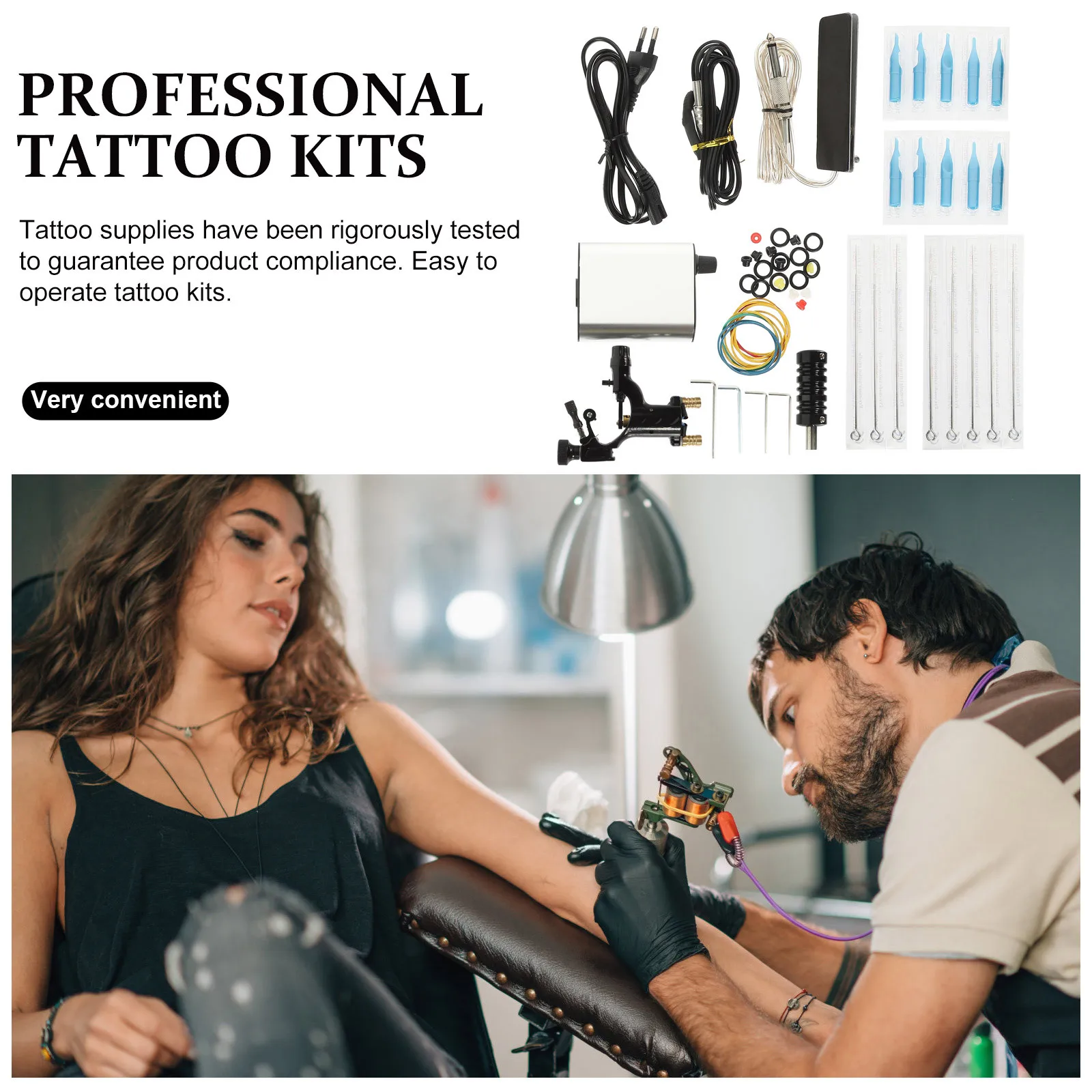 

1Set Tattoo Machine Kit Rotary Portable Sturdy Needle Powerful Motor Stable Tattoo Supply Professional Tattooing Set