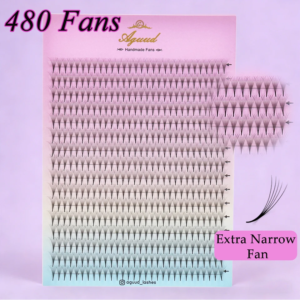 

AGUUD 480Fans XL Tray Ultra Narrow Fans Lash Extensions Pointy Thin Base Premade Volume Fans 4D 5D 6D 7D 8D Russian Volume Lashe
