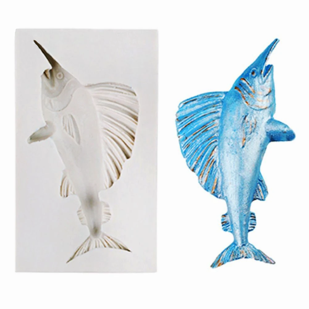 

3D SEA ANIMALS Swordfish Silicone Fondant Cake Topper Mold Chocolate Sugarcraft Candy Decoration Baking Mould Ocean Shark