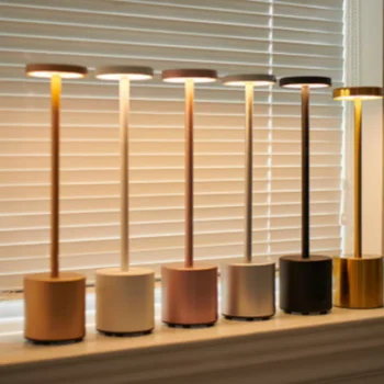 USB 금속 무선 터치 충전식 LED 책상 램프, 방 테이블 램프, 호텔 레스토랑 바 커피 정원 야외 장식 야간 조명