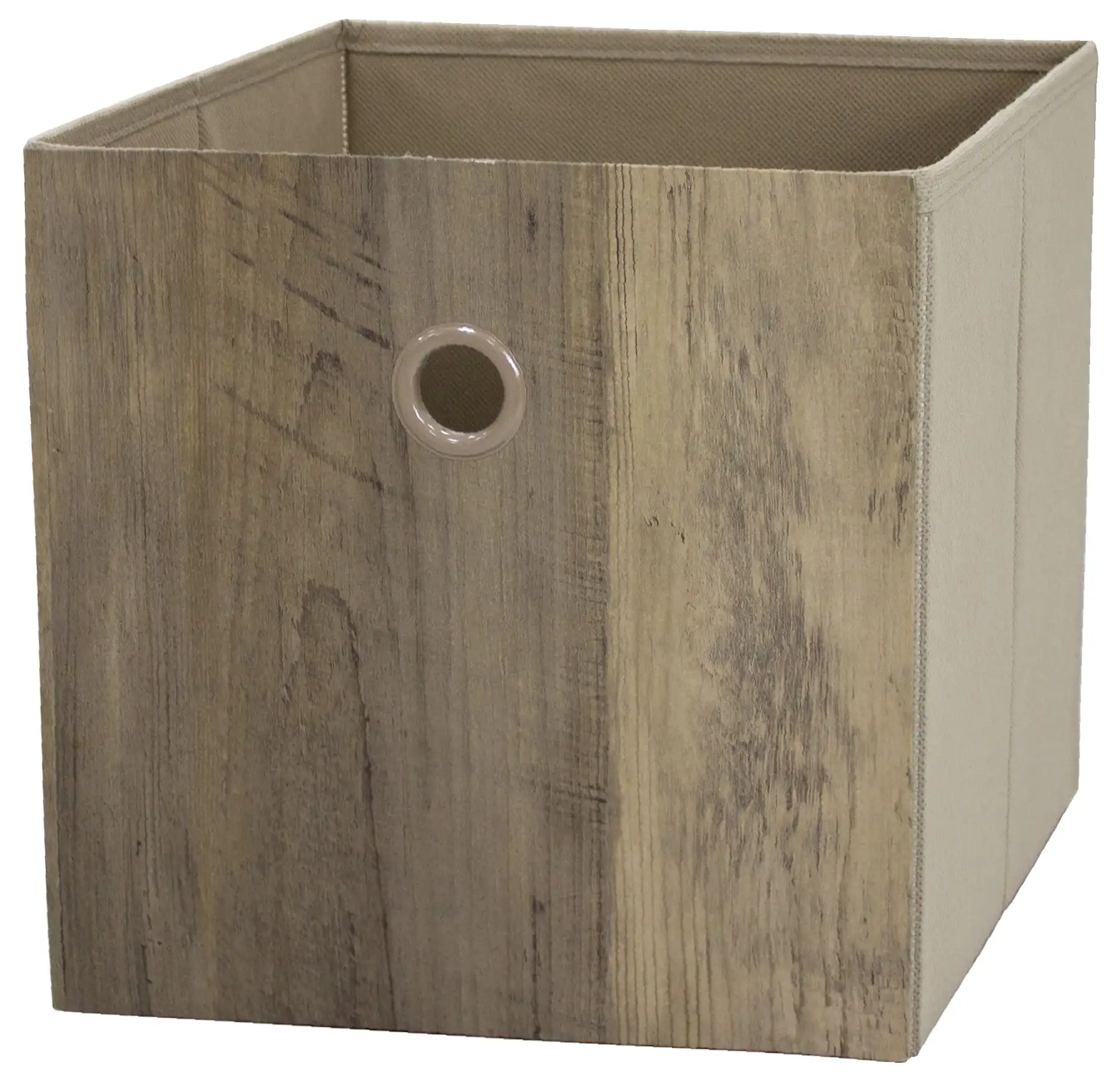 

Collapsible Fabric Cube Storage Bins (10.5 X 10.5), 4 Pack, Rustic Brown Wood