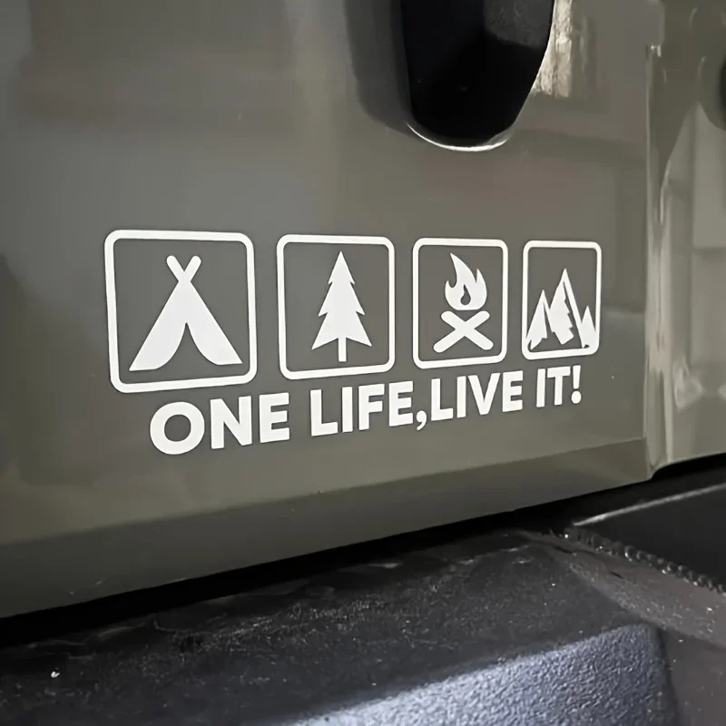 One Life Live It Camping Outdoor Enthusiast Car Sticker Wild Survival Quadruple Decal For Vehicle Auto Window Tail Body