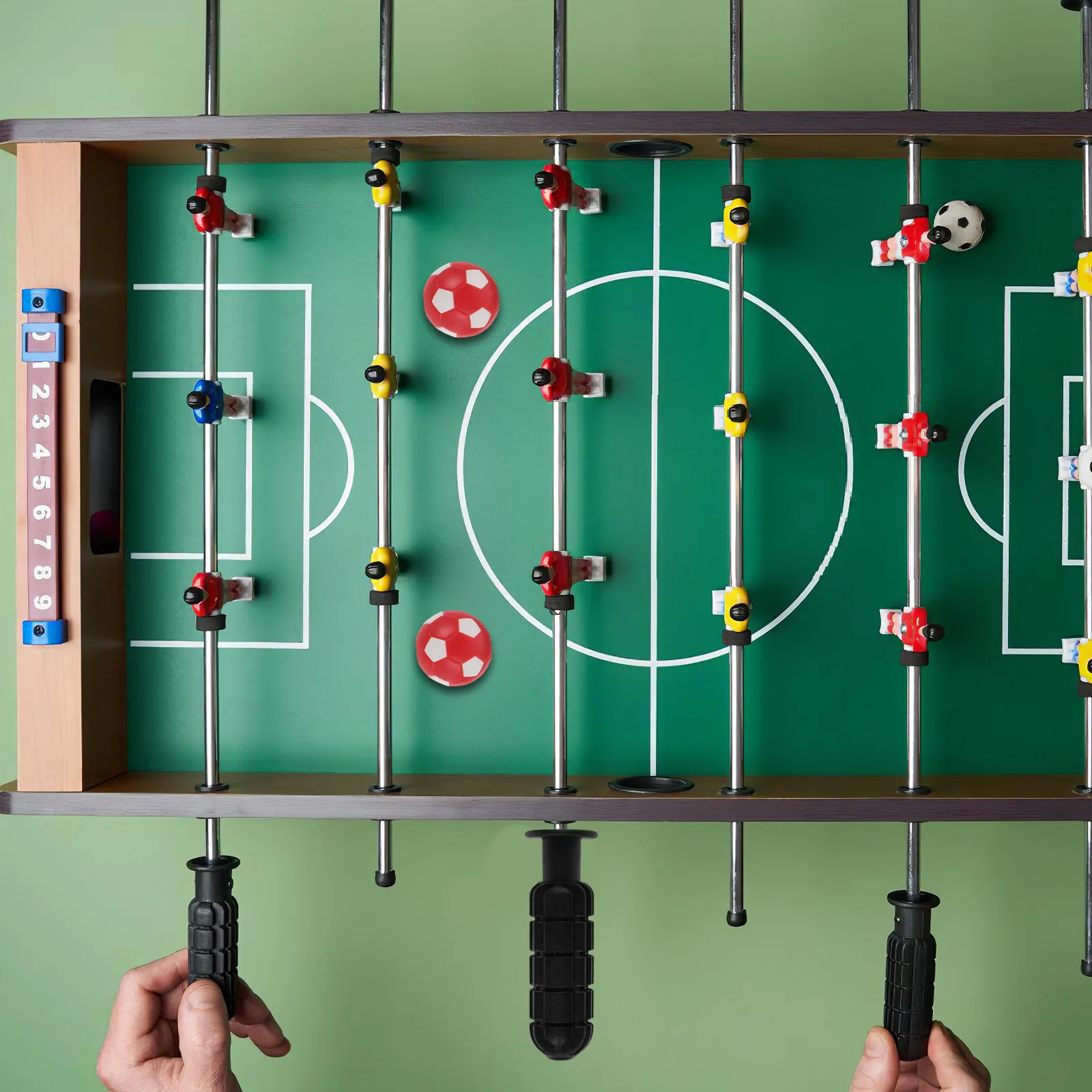 

1Set Plastic Foosball Grip Replacement Set Table Soccer Handles Rod End Caps Red White Mini Soccer Balls Table Football Parts