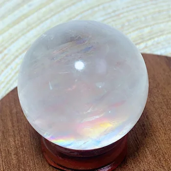 치유용 천연 크리스탈 화이트 방해석 무지개 구체 공, 홈 장식, 레이키 광택 룸 장식, 에너지 선물, 고품질 