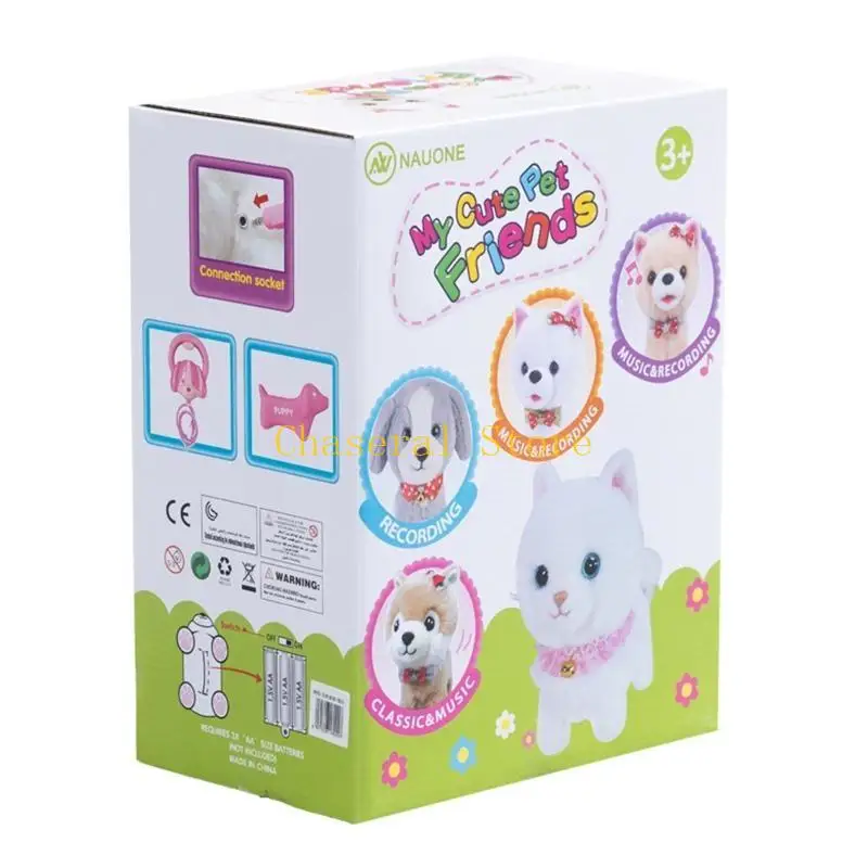 E7CE Simulated Electric Robot Dog Little Puppy Can Walk Bark Nod Wagging Tail Imulation Plush Stuffed Animal Dog