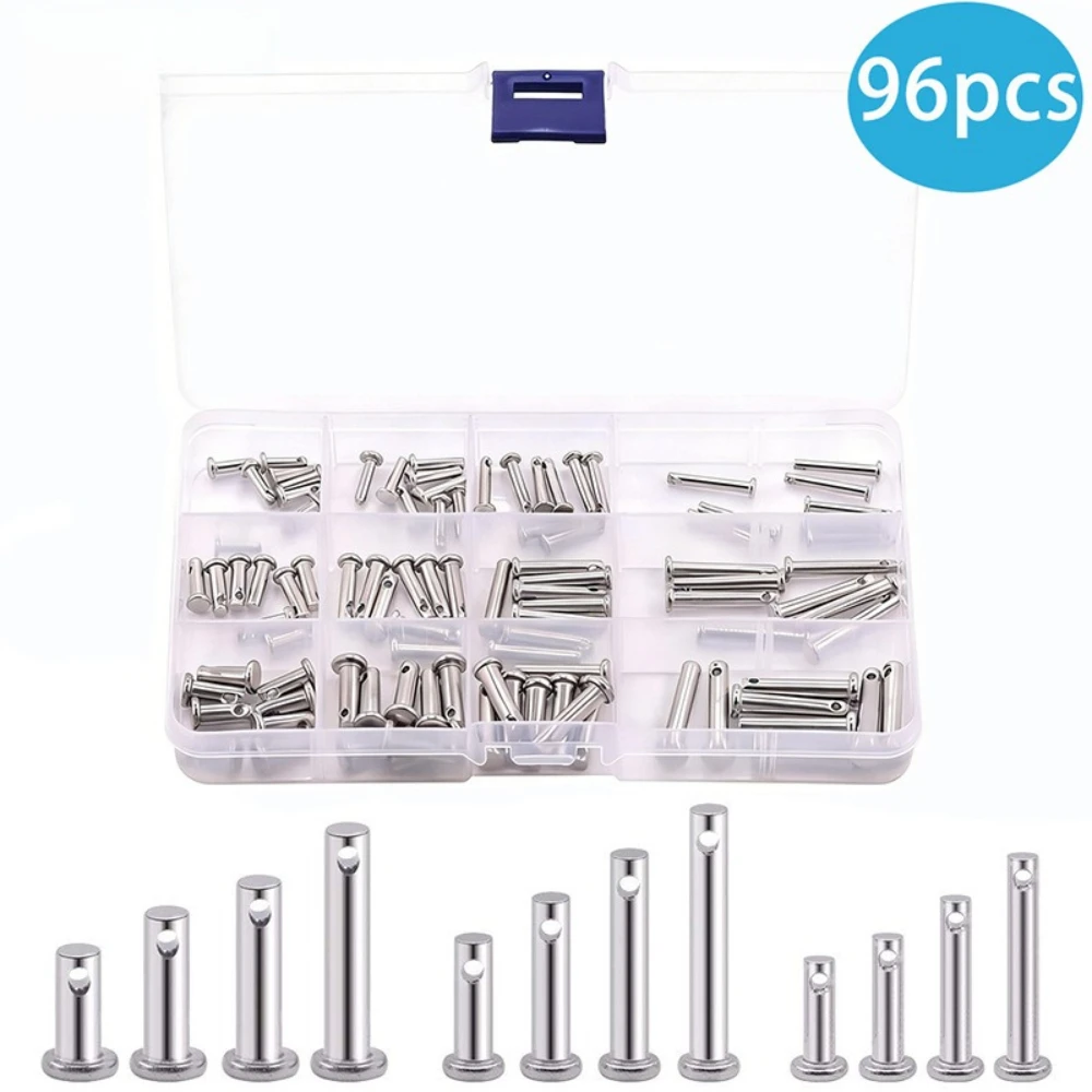 96PCS M3 M4 M5 304 Stainless Steel Plug Pins Flat Head with Hole Pin - Plug Pin Cylinder Positioning Pins Hardware Fasteners