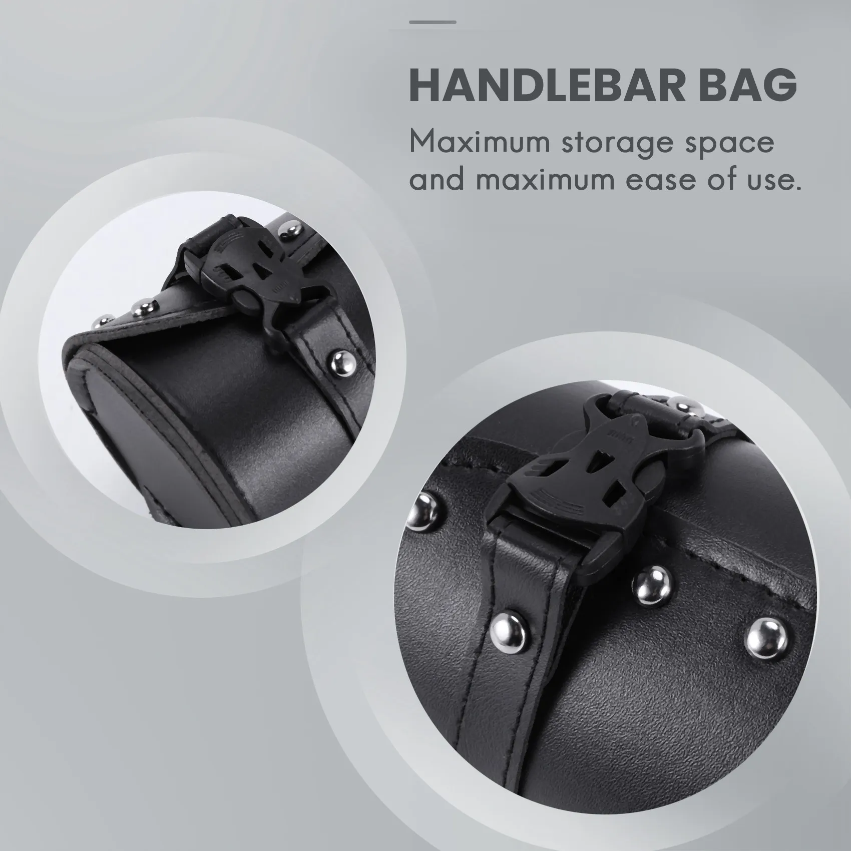 A30P-Motorcycle Leather Universal Tool Round Roller Saddle Bag Fork For Travel Suitcase