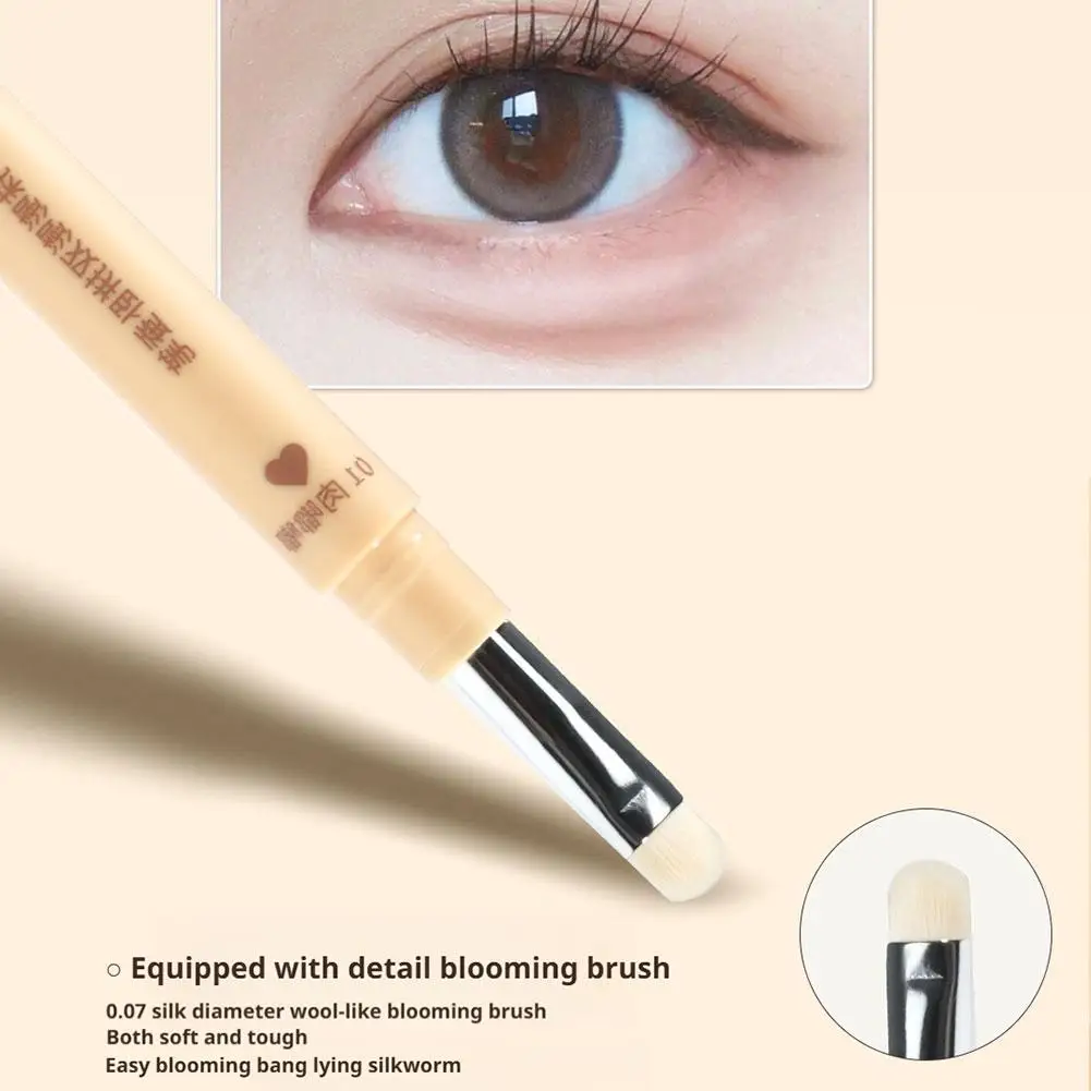 La penna del baco da seta a doppia testa illumina il contorno 2in1 baco da seta naturale con pennello per il trucco degli occhi impermeabile Doodle rosa di carne per principianti