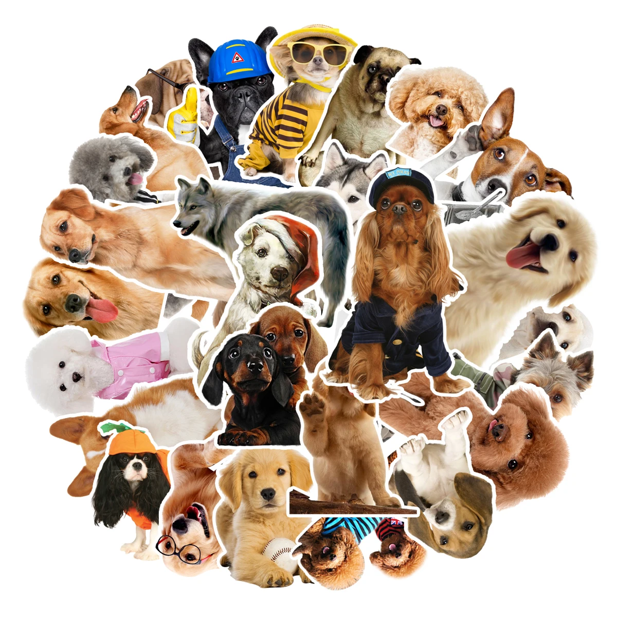 50pcs Cool Dog Animal Ledger Stickers Personalized Creative Graffiti Style Cartoon Stickers