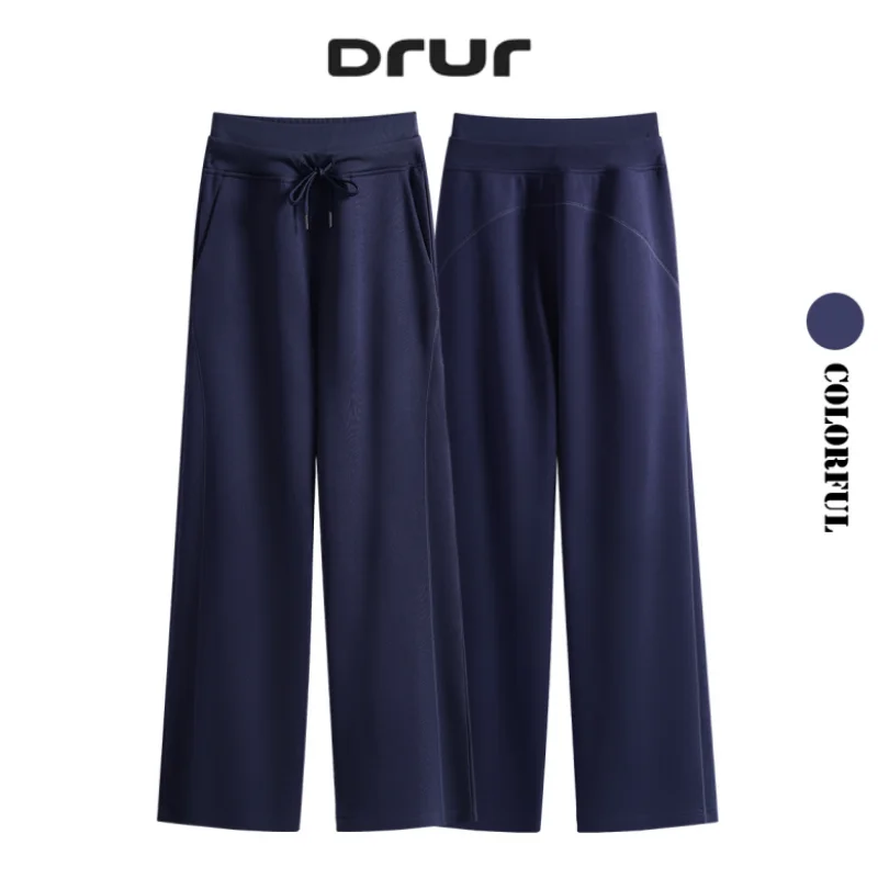 DRUR Women's Yoga Wide Leg Pants with Pockets Casual Loose Sports Trouser Thick Fitness Running Sweatpants Lounge Pajama Pants