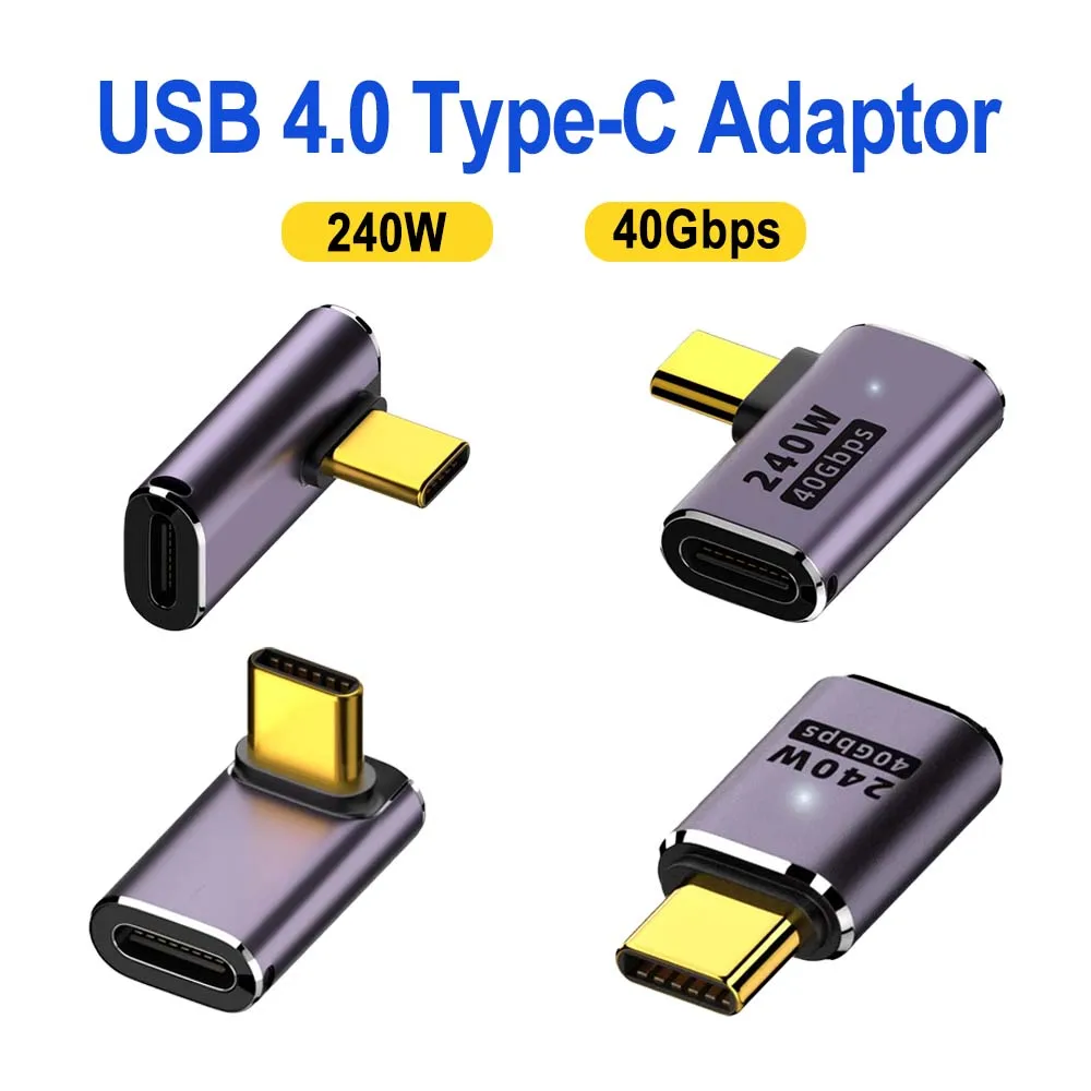 USB C Extender Adapter bend 40Gbps 240W Cable Extension Type-C Male to Female Thunderbolt QC & Data Transfer for USB-C Devices