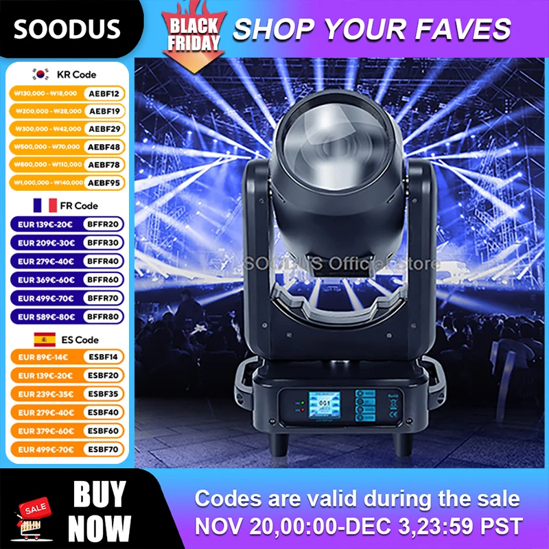 

Beam Moving Head Stage Light DJ Lighting 14 Colors Dual Prism 16CH DMX Control Party Light for Bars Weddings Live Events Shows