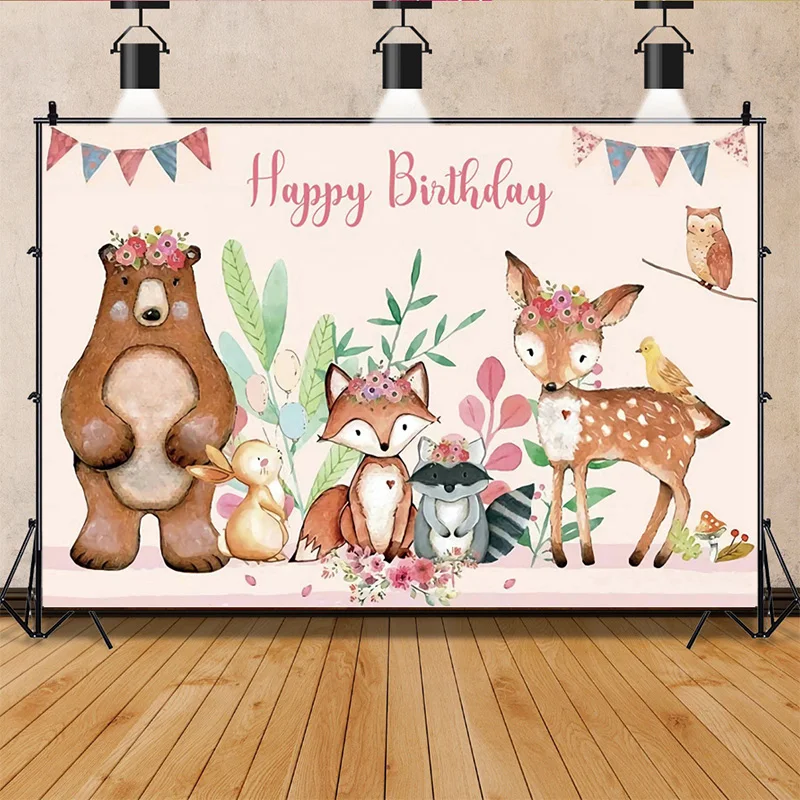 

Jungle Happy Birthday Photography Backdrops Newborn Air Balloon Party corations Portrait Photo Studio Background G-23