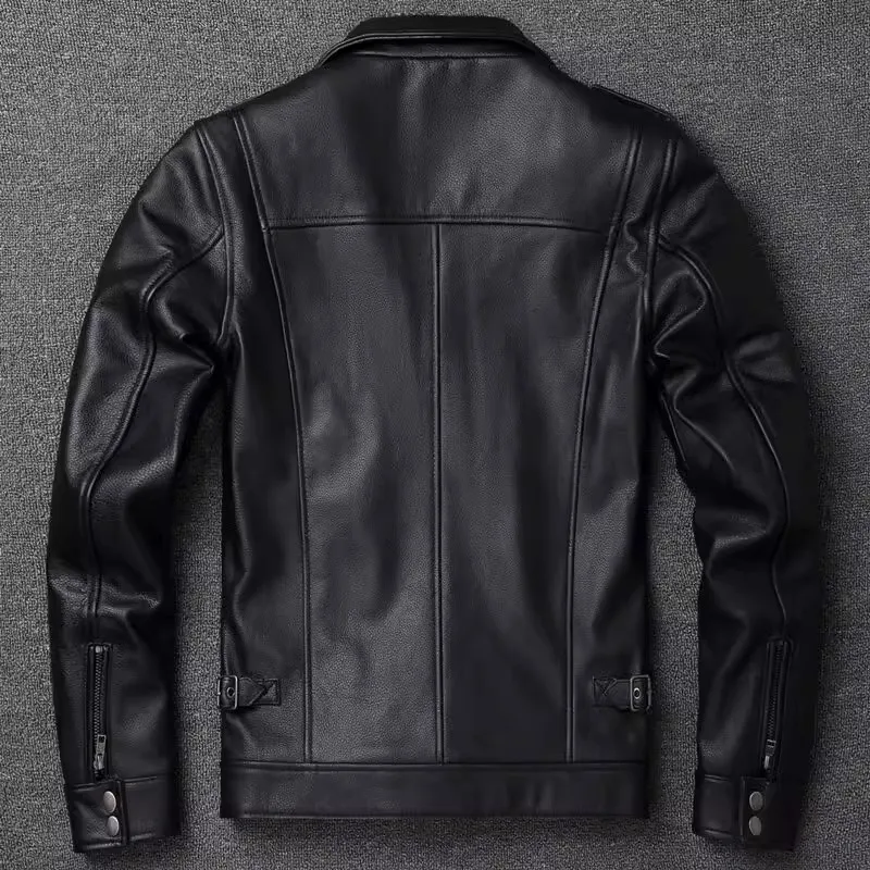 2024 New Black M65 Army Hunting Leather Jacket Men's Short Lapel Coat Top Layer Cowhide Motorcycle Casual Trend Leather Jackets