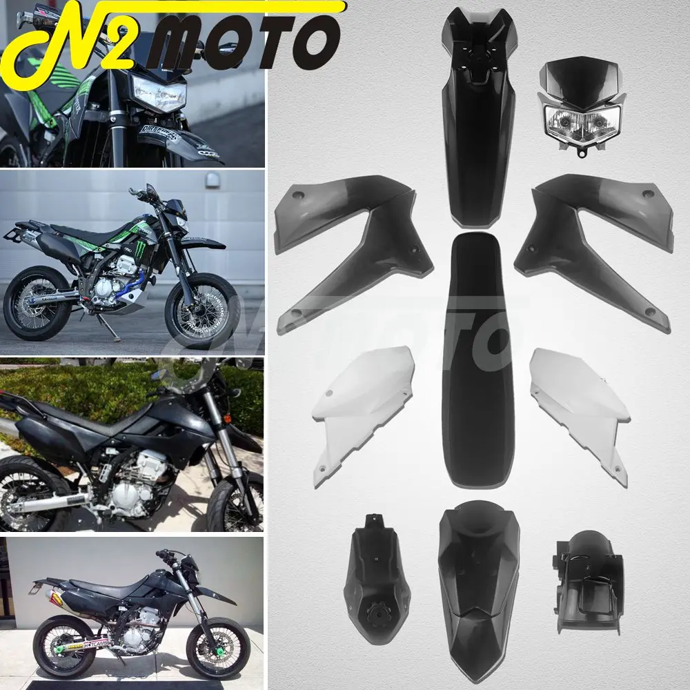 Motocross Black Bodywork Cowling Fairings For Kawasaki KLX250 KLX250S D-Tracker X 250 KLX250SF 08-19 Motorbike Full Fairing Kits